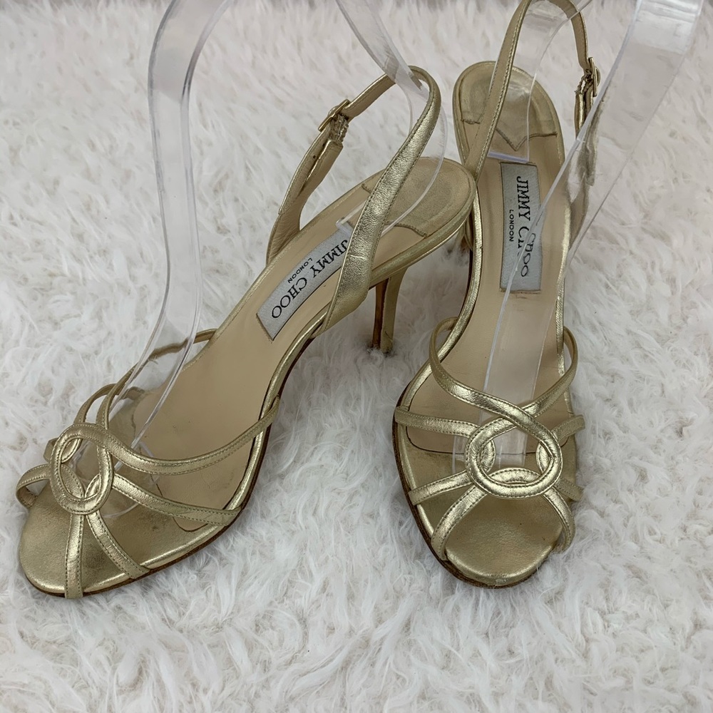 JIMMY CHOO Gold Pumps Heels SZ 7.5 - 8 38